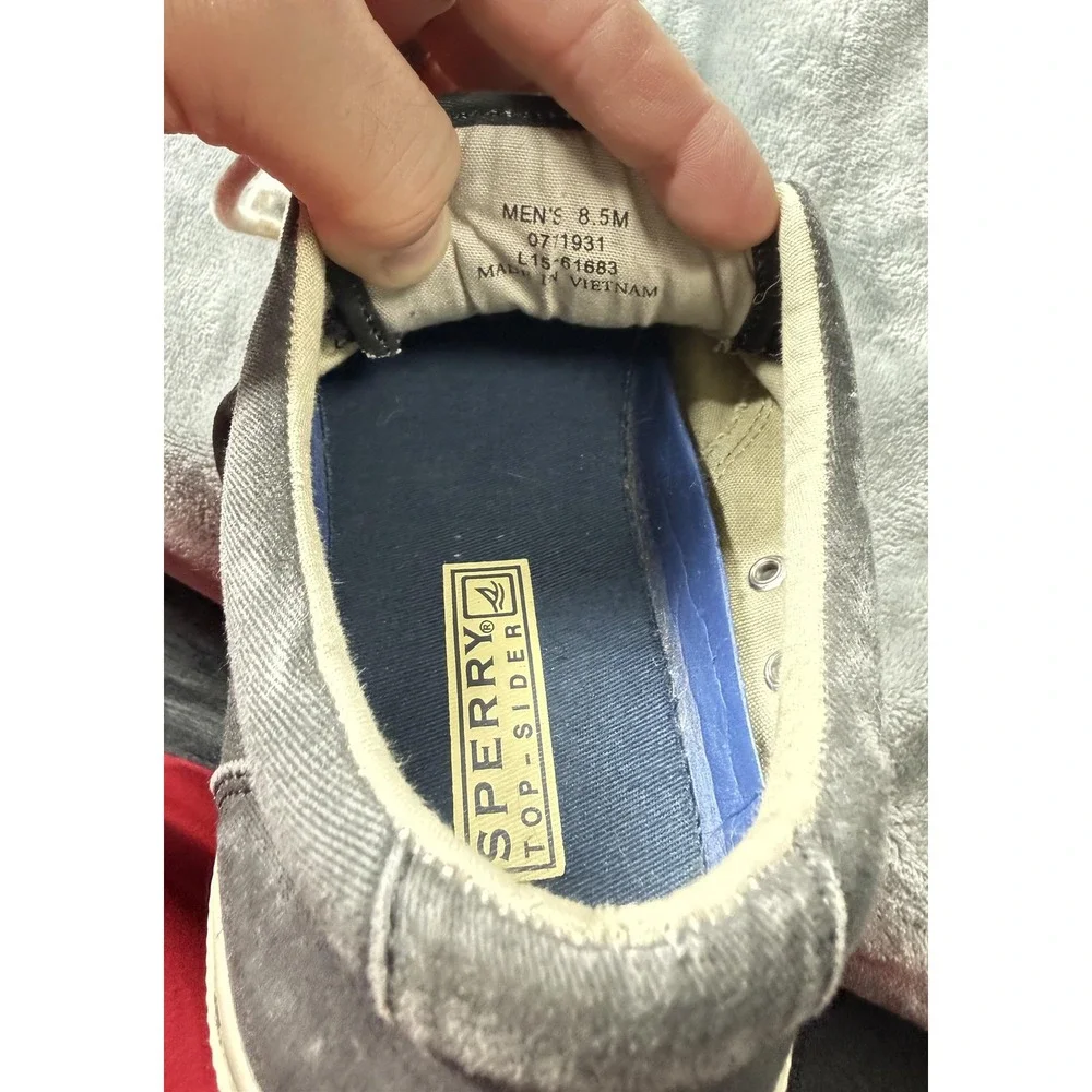 Sperry Top-Sider Shoes Mens Size 8.5 Gray Canvas‎ Lace Up Sneakers Boat Casual